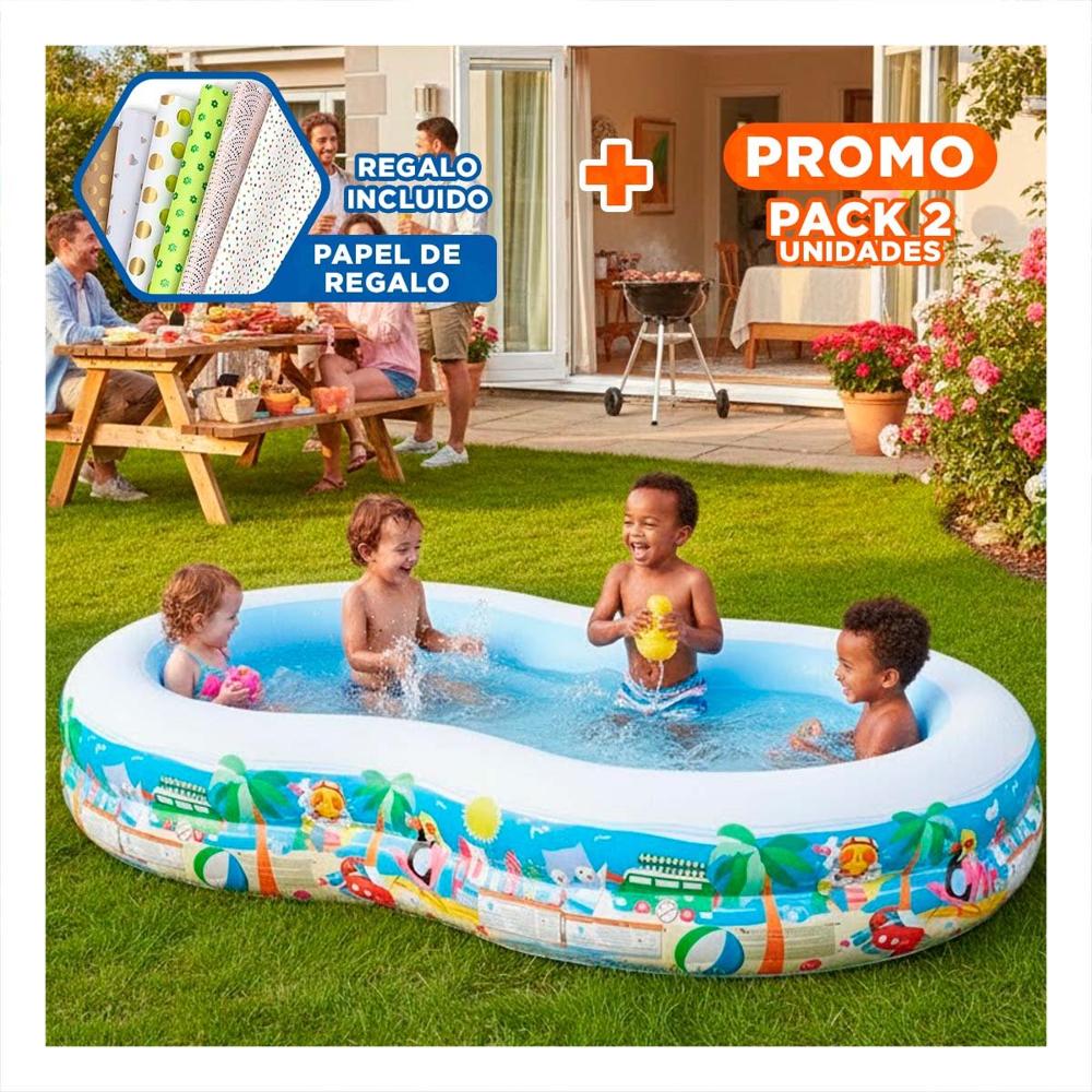 Pack2 Diversion Inflable Familiar para Hogar y Jardin con Estructura Amplia Y+Papel Regalo