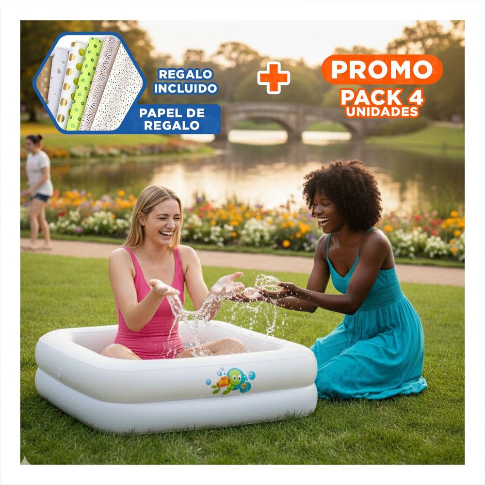 Pack4 Alberca 86x86x25 CM Funcional para Espacios Pequenos en Casa Y+Papel Regalo