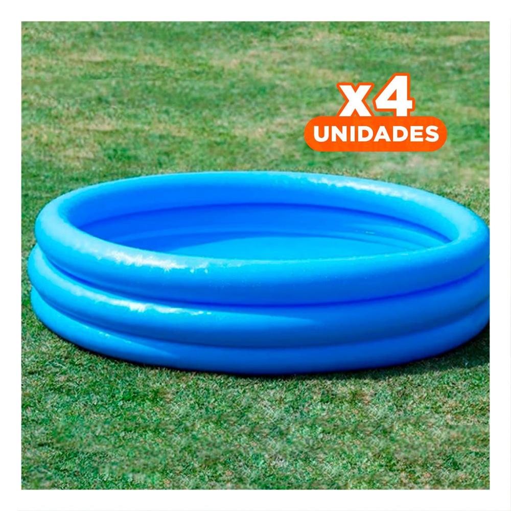 Pack4 Alberca Azul  147 x 33 cm para Verano en Casa con Agua Refrescante