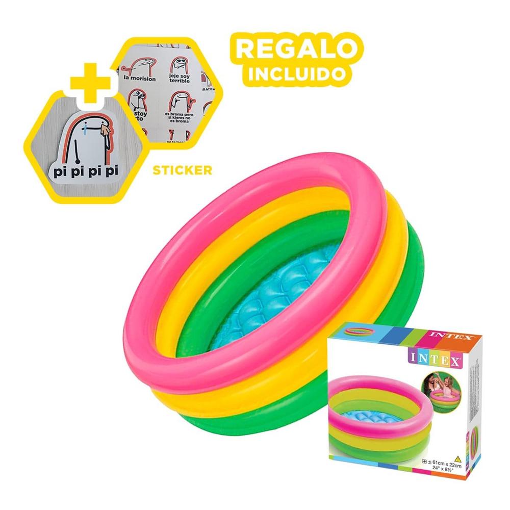 Alberca Arcoiris Inflable Infantil 86 x 25 cm para Ninos en Casa Y+Regalo Sticker