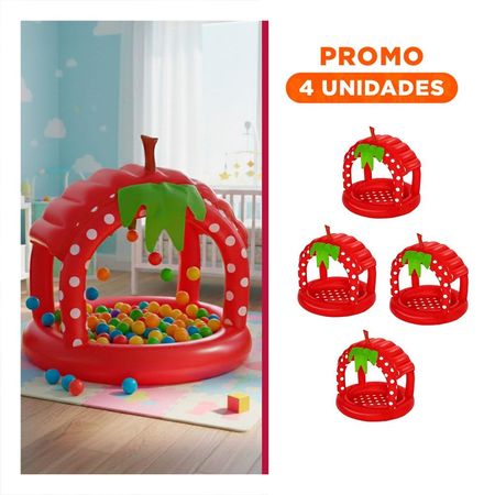 Pack4 Pileta Inflable Fresita para Hogar y Jardin con Estilo Decorativo Y+Regalo Sticker