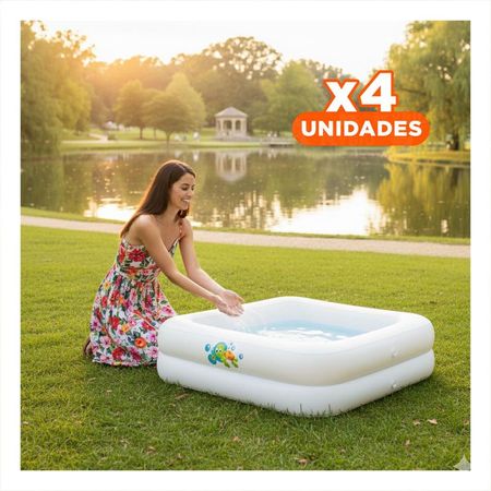 Pack4 Alberca 86x86x25 CM Ligera para Juegos Acuaticos en Ambientes Exteriores