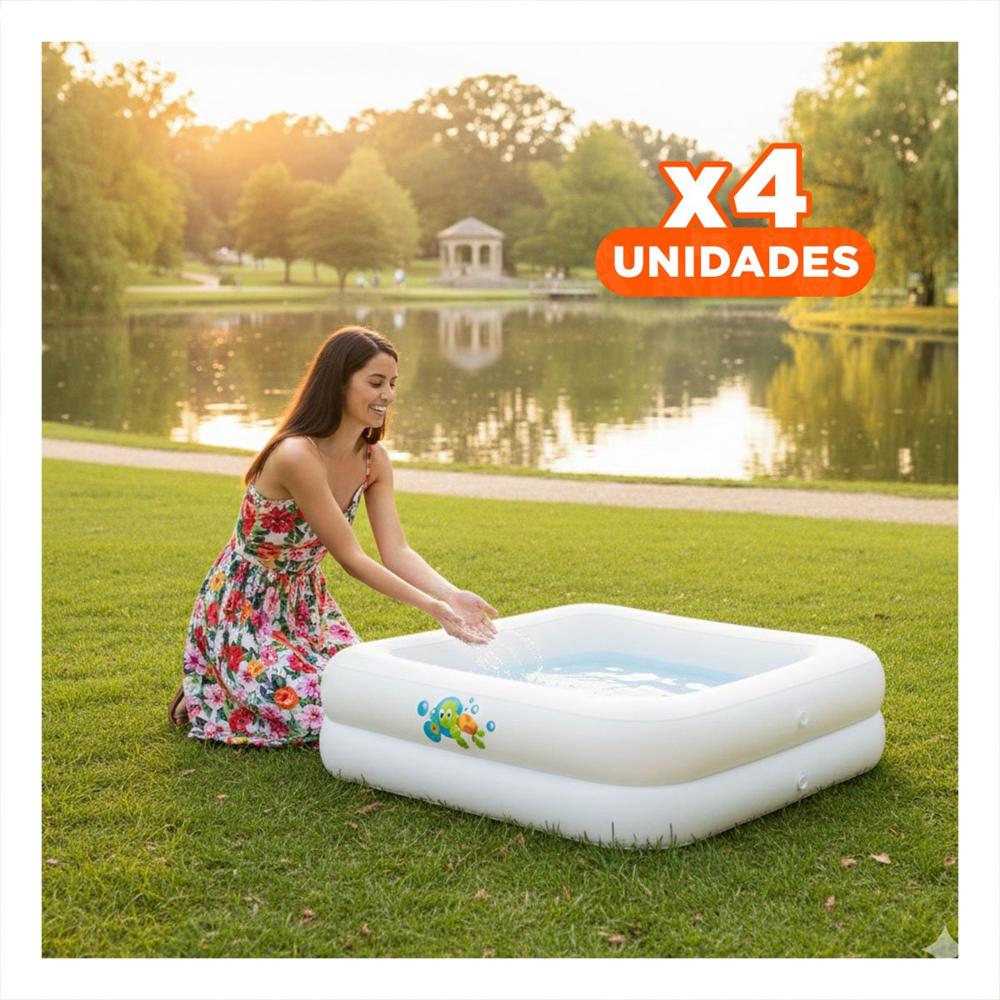 Pack4 Alberca 86x86x25 CM Ligera para Juegos Acuaticos en Ambientes Exteriores