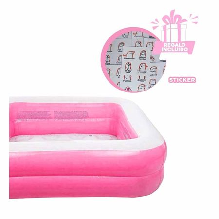 Piscina Acolchada 85x85x23cm Rosadodo para Juegos de Agua en Casa Y+Regalo Sticker