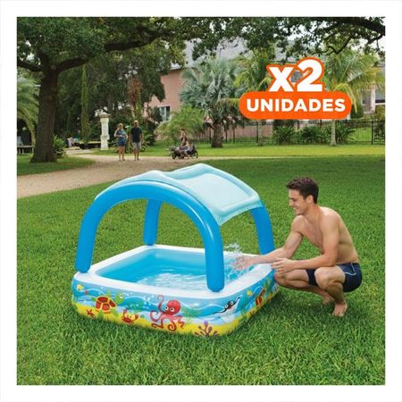 Pack2 Centro de Agua Canopy 147 x 147 x 122 CM con Cobertura para Uso Exterior Y+Regalo Sticker