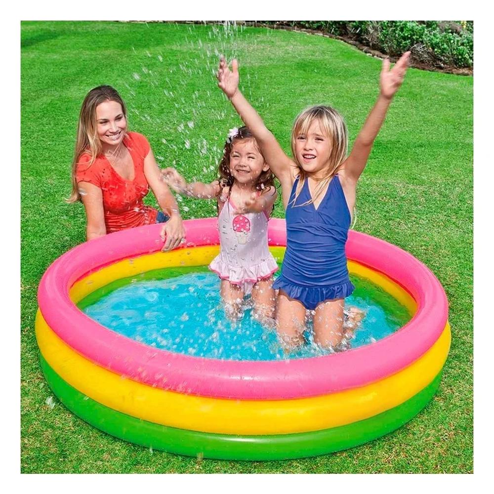Alberca Arcoiris Inflable Infantil 114 x 25 cm para Patio y Diversion