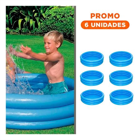 Pack6 Pileta Azul  Infantil 114 x 25 cm para Hogar y Exteriores en Temporada