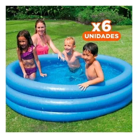 Pack6 Pileta Azul  147 x 33 cm para Verano en Casa con Agua Refrescante Y+Regalo Sticker