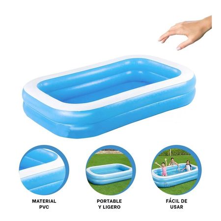 Piscina Rectangular 203x152x48cm de Material Resistente para Entretenimiento Y+Regalo Sticker