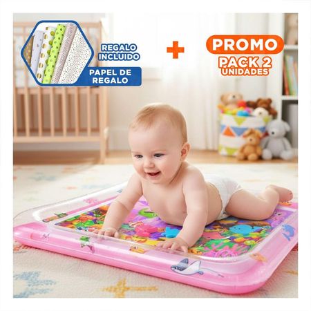 Pack2 Colchon Inflable con Agua para Bebes Rosado para Juego Sensorial Y+Papel Regalo