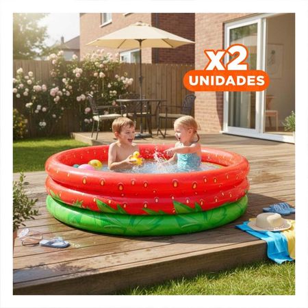 Pack2 Centro Acuatico 160x160x38cm con Forma de Fruta para Pequenos Nadadores de Casa