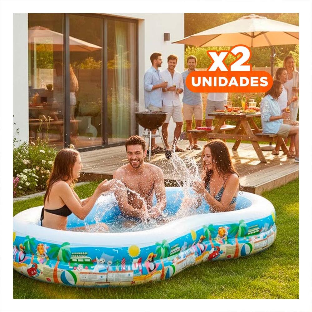 Pack2 Centro Inflable Familiar para Hogar y Jardin con Superficie Comoda Y+Regalo Sticker