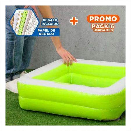 Pack6 Pileta Cuadrada Acolchada 85x85x23cm Verde para Uso Diario Y+Papel Regalo