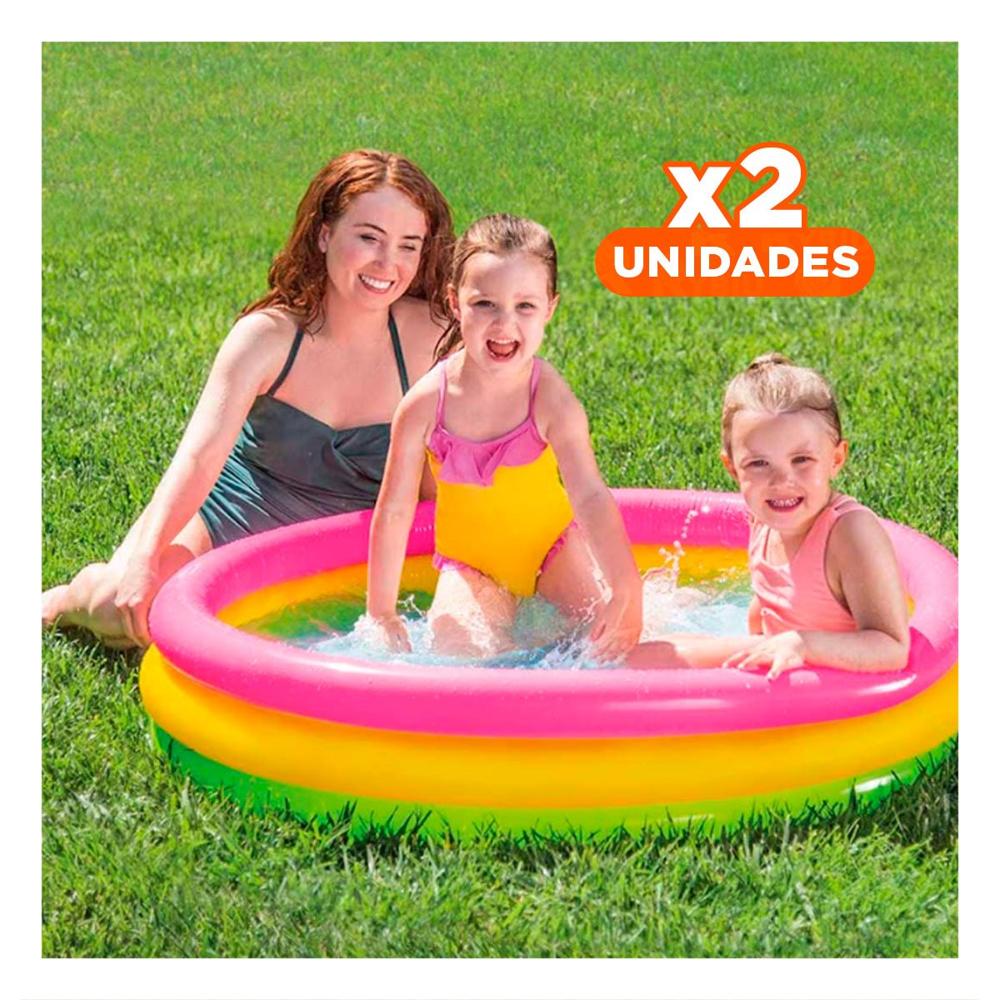 Pack2 Deposito de Agua Arcoiris Inflable Infantil 114 x 25 cm para Patio Y+Regalo Sticker