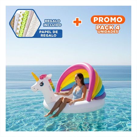 Pack4 Alberca Bebe Unicornio 1,27 X 1,02 X 69 CM Inflable con Diseno Unicornio Y+Papel Regalo