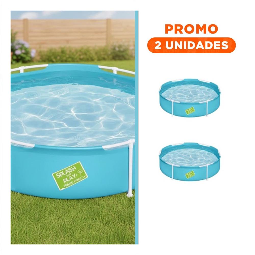 Pack2 Alberca Infantil 152x38 cm con Marco Solido para Diversion Acuatica en Casa