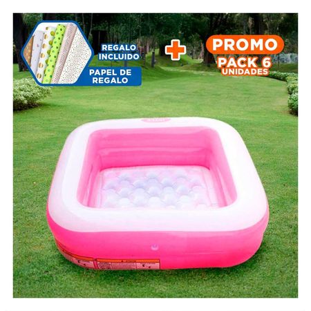 Pack6 Zona Inflable Acolchada 85x85x23cm Rosadodo para Juegos de Agua en Casa Y+Papel Regalo