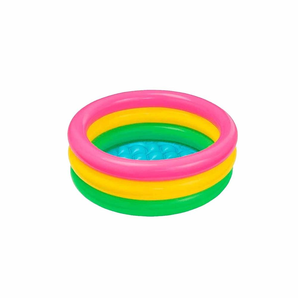 Alberca Redonda Arcoiris 61 x 22 cm para Diversion Infantil en Verano Y+Papel Regalo