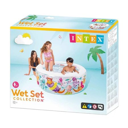 Alberca Redonda Infantil 152 x 56 cm con Motivo Acuario para Juegos en Casa Y+Papel Regalo