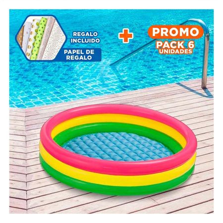 Pack6 Juego Infantil Arcoiris Inflable con 114 x 25 cm para Ninos Pequenos Y+Papel Regalo