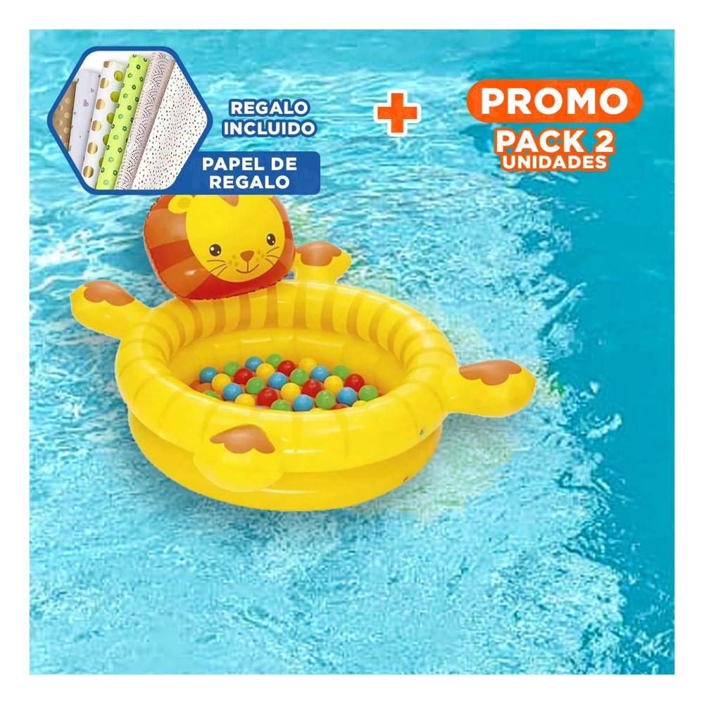 Pack2 Alberca Leon 111x98x61,5 CM Infantil para Patio y Jardin Y+Papel Regalo