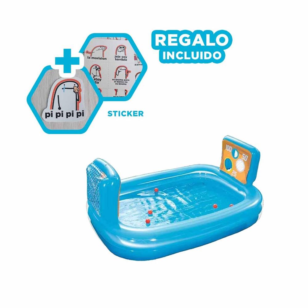 Pileta Inflable Familiar con Dos Porterias para Hogar y Diversion de Verano Y+Regalo Sticker