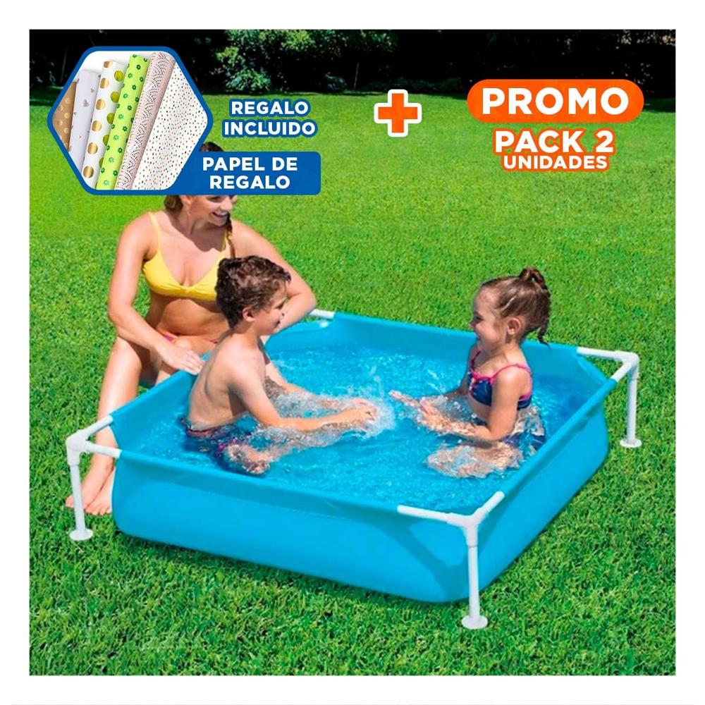 Pack2 Alberca Desmontable para Ninos 1,22 x 1,22 x 30 cm para Juegos de Agua Y+Papel Regalo