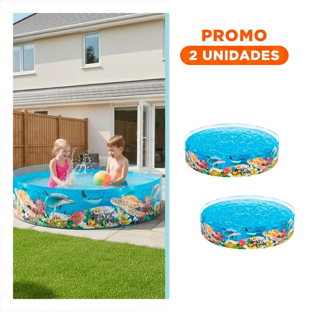 Pack2 Piscina Inflable con Figura de Delfin para Jardin y Hogar con Estilo Marino