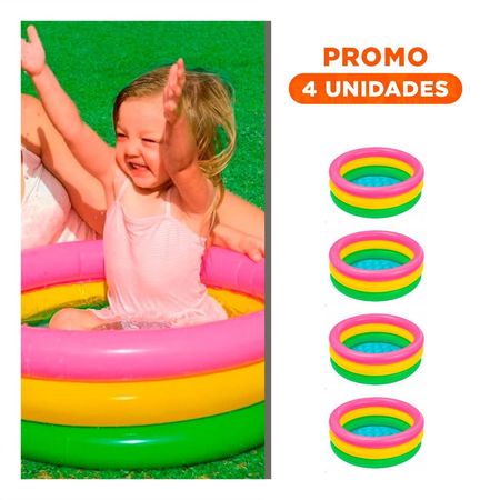 Pack4 Tina Redonda Arcoiris 61 x 22 cm para Uso Familiar Y+Regalo Sticker