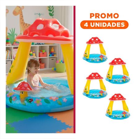Pack4 Estacion Honguito Inflable para Patio Hogar y Juegos de Agua en Verano Y+Regalo Sticker