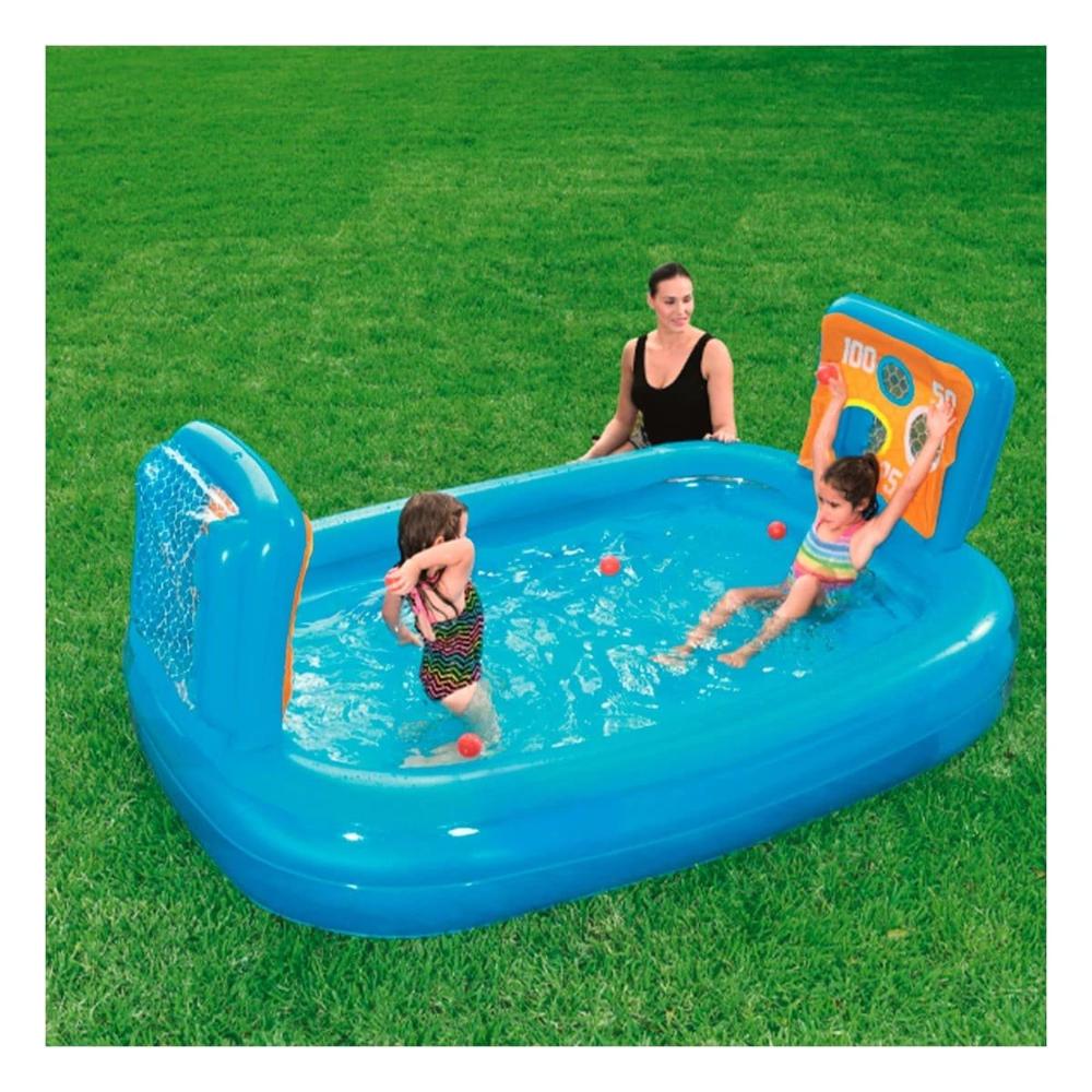 Piscina Inflable Familiar con Dos Porterias para Jardin y Diversion Acuatica