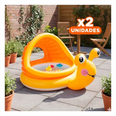 Pack2 Alberca Caracol 145 x 102 x 74 cm Colorida para Uso Exterior en Casa Y+Regalo Sticker