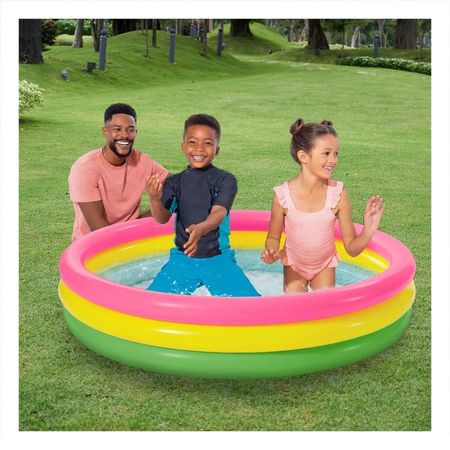 Alberca Arcoiris Inflable Infantil 147 x 33 cm para Patio y Diversion
