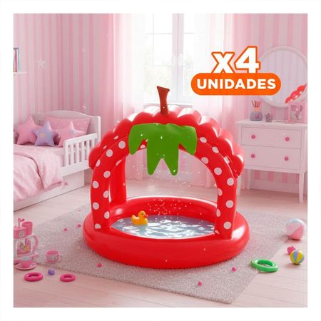 Pack4 Alberca Fresita Inflable para Casa y Jardin con Ambiente de Verano