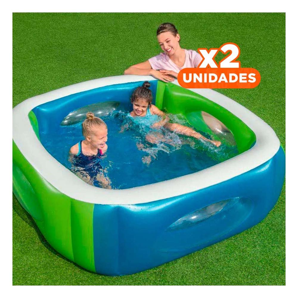 Pack2 Alberca Window 168x168x56 CM Infantil Espaciosa para Verano Y+Regalo Sticker