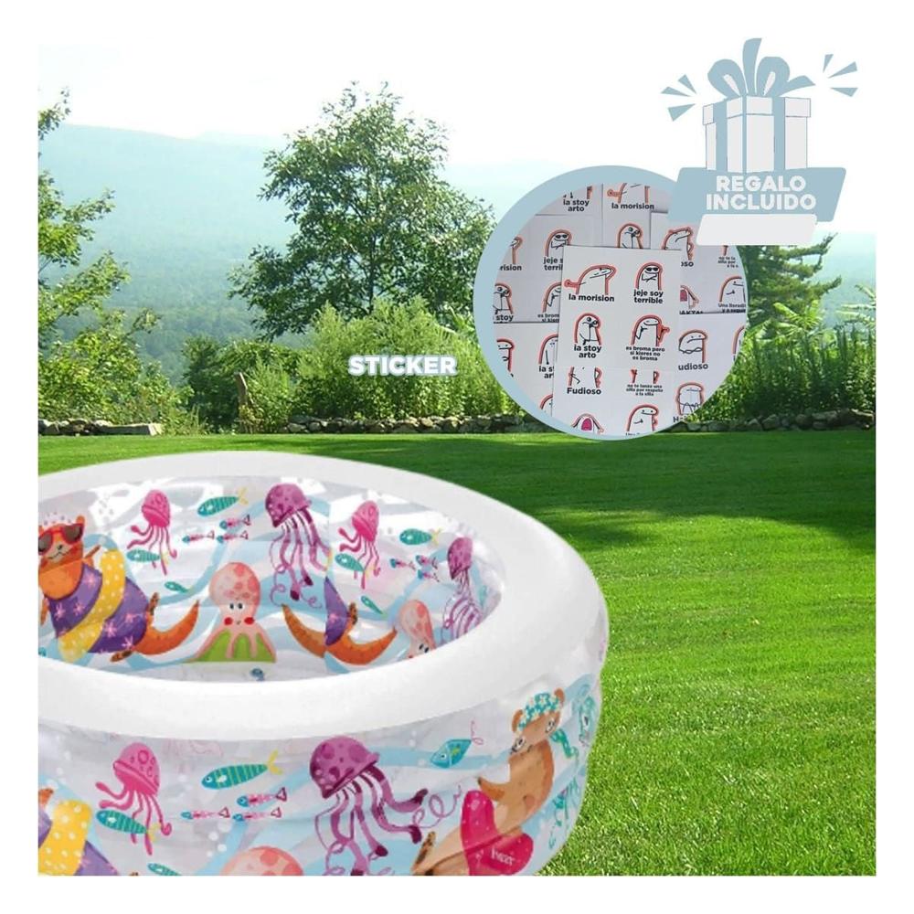 Centro Acuatico Infantil Redondo 152 x 56 cm con Diseno Acuario para Patio Y+Regalo Sticker