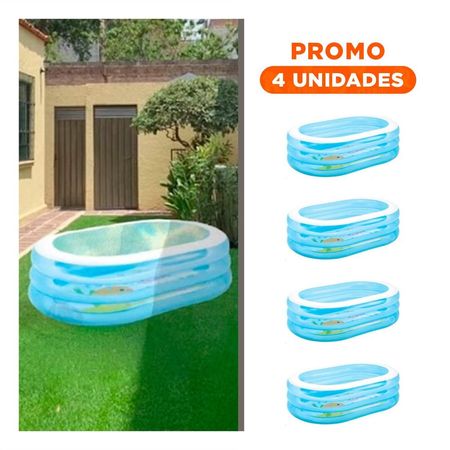 Pack4 Piscina de Agua Infantil Amigos del Mar 163 x 107 x 46 cm para Verano Y+Regalo Sticker
