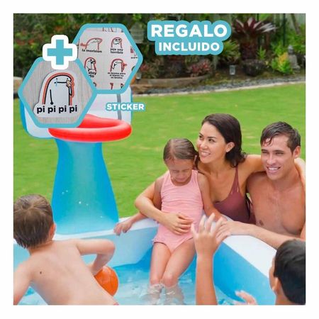 Piscina Familiar con Canasta de Baloncesto 188 x 257 x 13 cm para el Hogar Y+Regalo Sticker