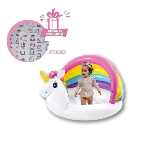 Piscina Bebe Unicornio 1,27 X 1,02 X 69 CM Inflable para Espacios Abiertos Y+Regalo Sticker