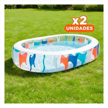 Pack2 Piscina Hogar Eliptica Inflable para Verano con Espacio Amplio Y+Regalo Sticker