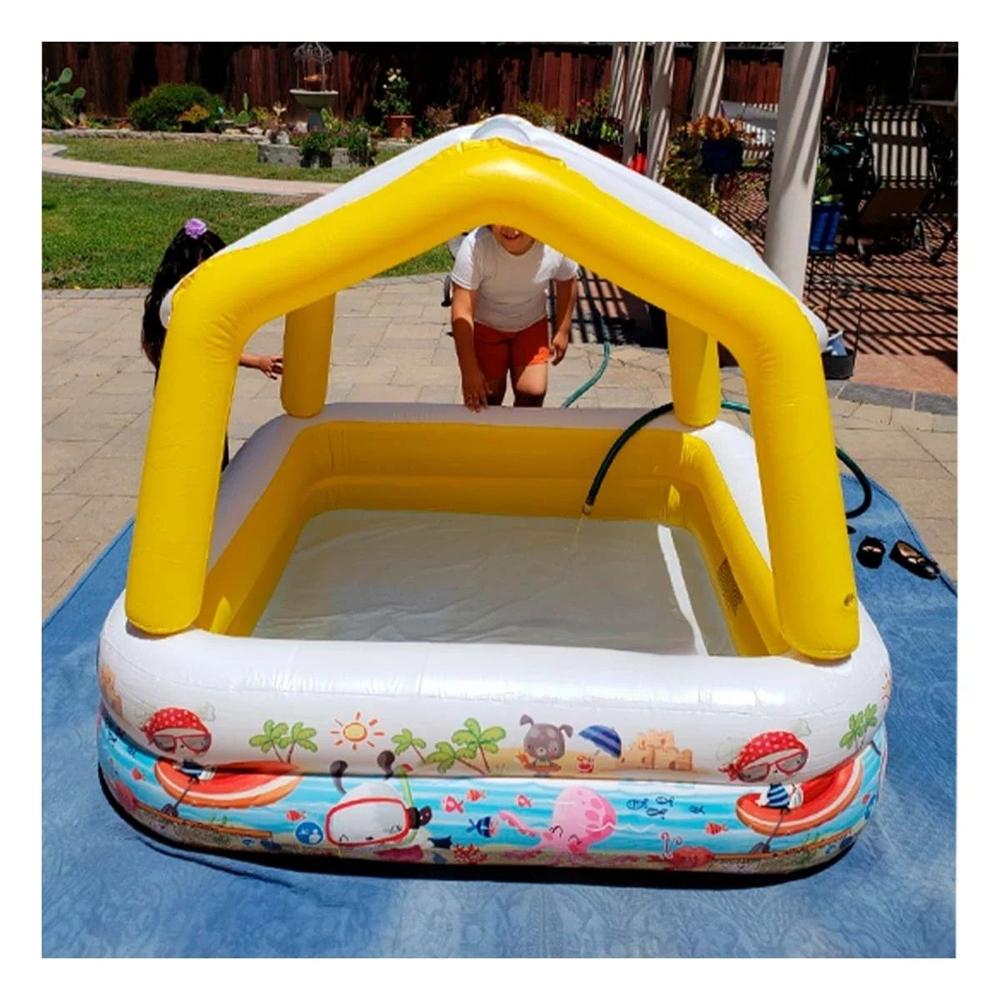 Estanque Inflable con Toldo Desmontable para Jardin Hogar y al Aire Libre Y+Ligas Regalo