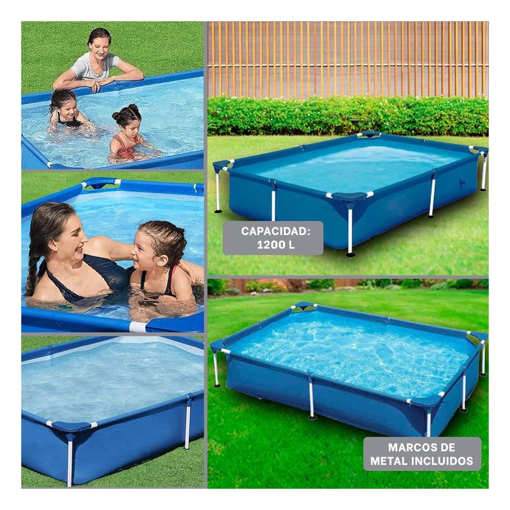 Piscina con Marco de Metal 221 x 150 x 43cm para Espacios Exteriores Y+Post It