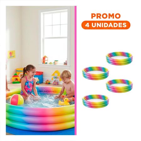 Pack4 Piscina Multicolor 168 x 38 cm para Uso Familiar en Patio y Casa Y+Regalo Sticker