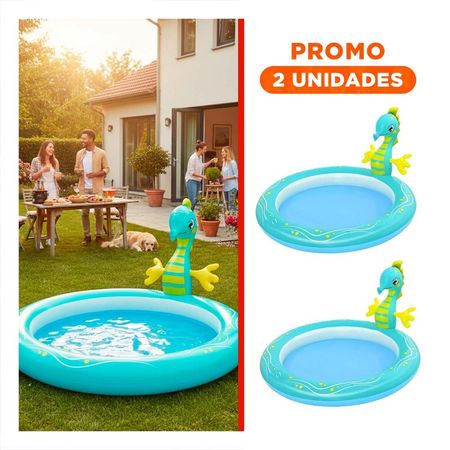 Pack2 Piscina Inflable Caballito de Mar para Hogar y Casa con Estilo Marino