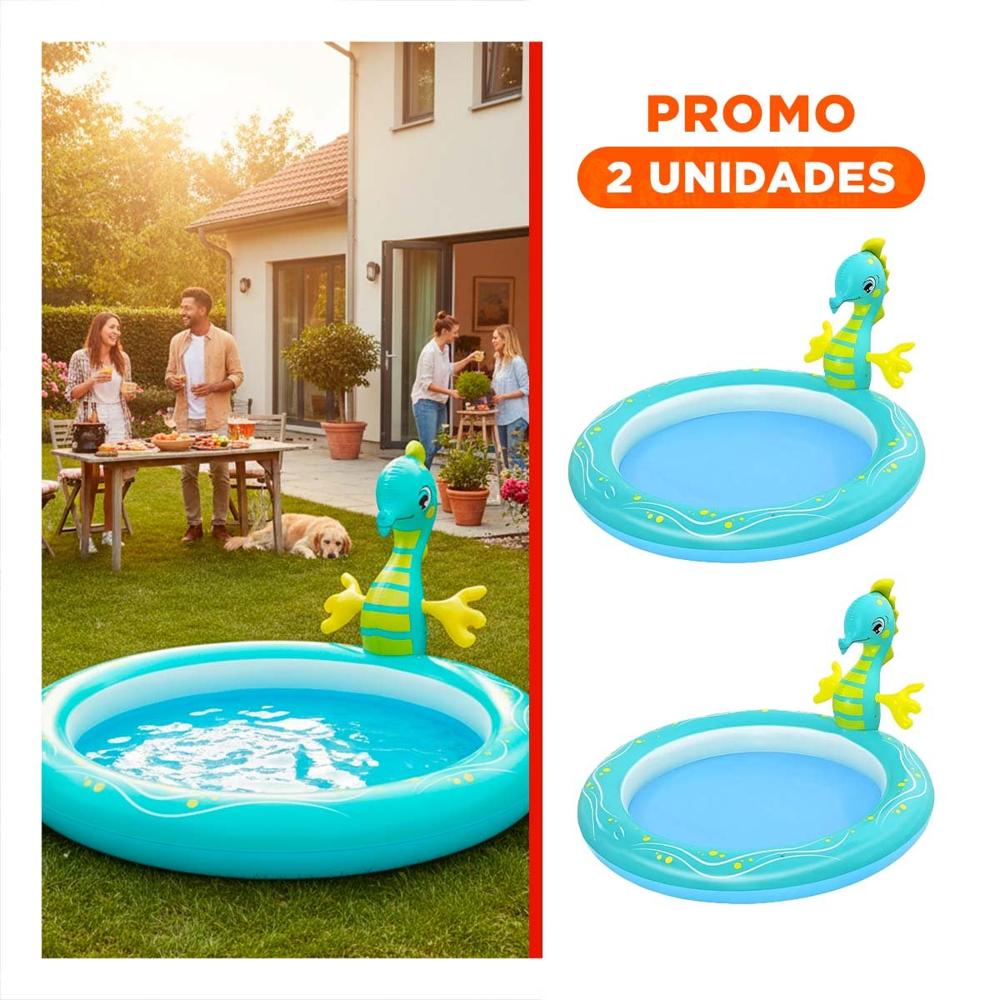 Pack2 Piscina Inflable Caballito de Mar para Hogar y Casa con Estilo Marino