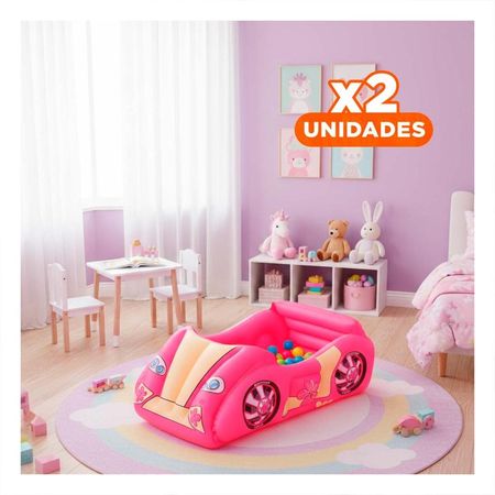 Pack2 Zona Infantil de Bolas 119x79x51 cm Hinchable Coche de Carrera Ninos Y+Regalo Sticker