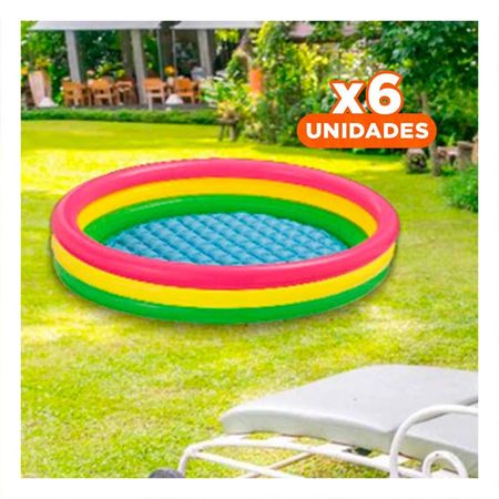 Pack6 Modulo Acuatico Arcoiris Inflable Infantil 114 x 25 cm Recreativo Y+Regalo Sticker