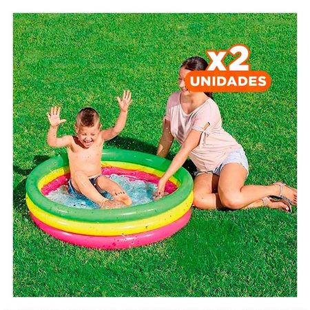 Pack2 Espacio de Agua Infantil Arcoiris 1.02 x 25 cm para Diversion en Hogar Y+Regalo Sticker