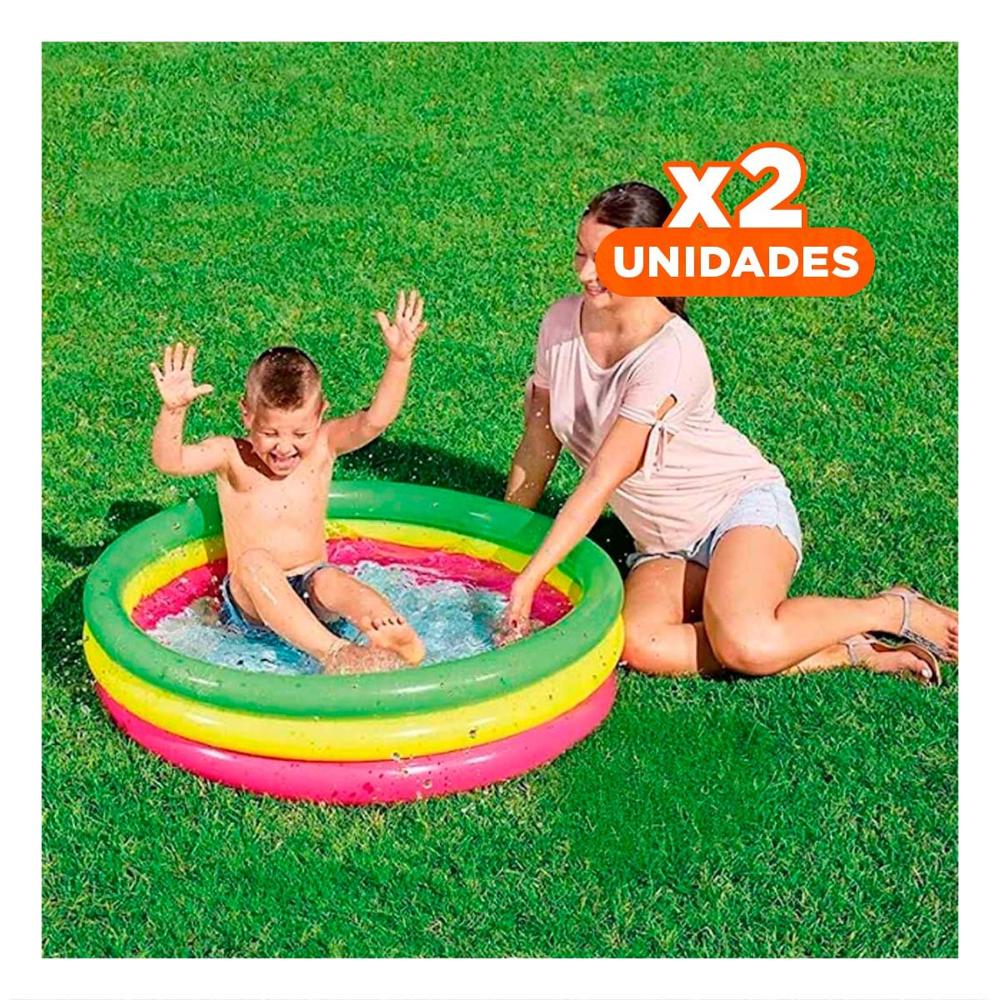 Pack2 Espacio de Agua Infantil Arcoiris 1.02 x 25 cm para Diversion en Hogar Y+Regalo Sticker