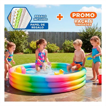 Pack6 Piscina de Colores 147 x 33 cm Inflable para Patio y Espacios del Hogar Y+Papel Regalo
